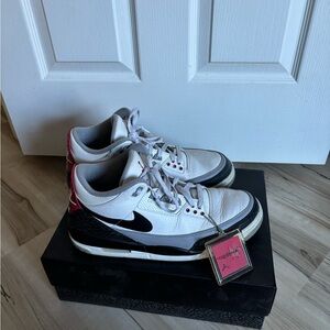 Jordan Air 3 Retro Tinker NRG in White, Black, and Fire Red